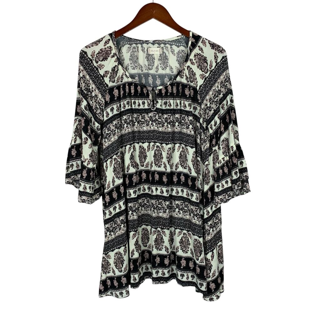 Altar’d State Mini Dress Black Paisley Bell Sleeves Flowy Boho Western Women’s S